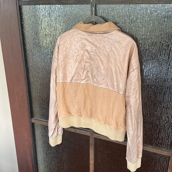 The Mighty Company Lamb leather 1/4 zip jacket size small EUC - Picture 6 of 8